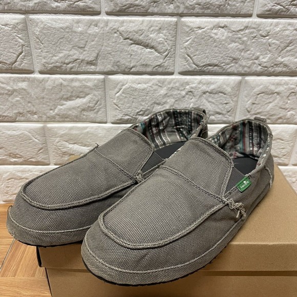 Sanuk | Shoes | Sanuk Commodore Surfer Shoe Gray Loafer Men Size  Comfortable Canvas Slip On | Poshmark